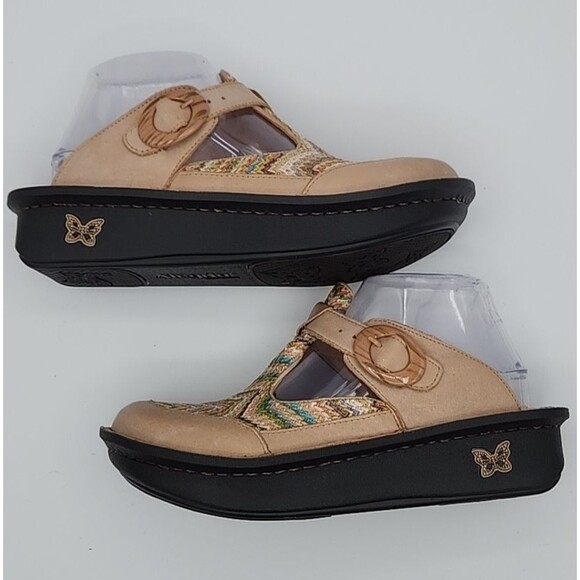 ALEGRIA Boho Pattern Leather Clog Mules Slip On Women's Size 38 US 8-8.5 ALG-819 - Picture 4 of 8